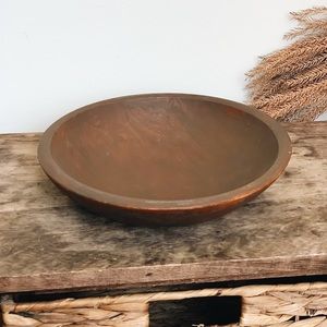 Brown Painted Wooden Bowl Tray Dish